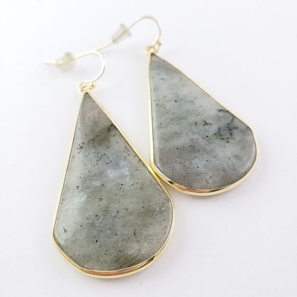 Artisan Jewelry - Artisan Teardrop Earrings Natural Stone + Gold